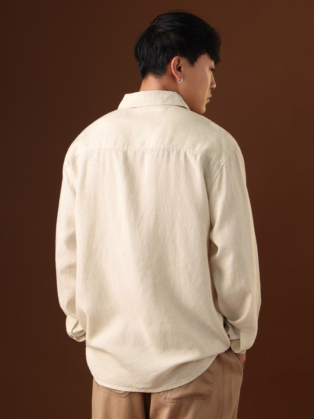 Shonics Men's Minimal Embroidered Oversized Casual Full Sleeve Shirt – Premium Cotton Blend Designer Shirt for Men