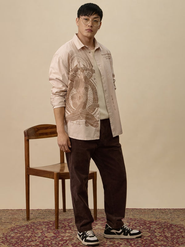 Shonics Men's Nordic Warrior Graphic Printed Oversized Casual Shirt – Premium Full Sleeve Cotton Blend Button-Down Shirt